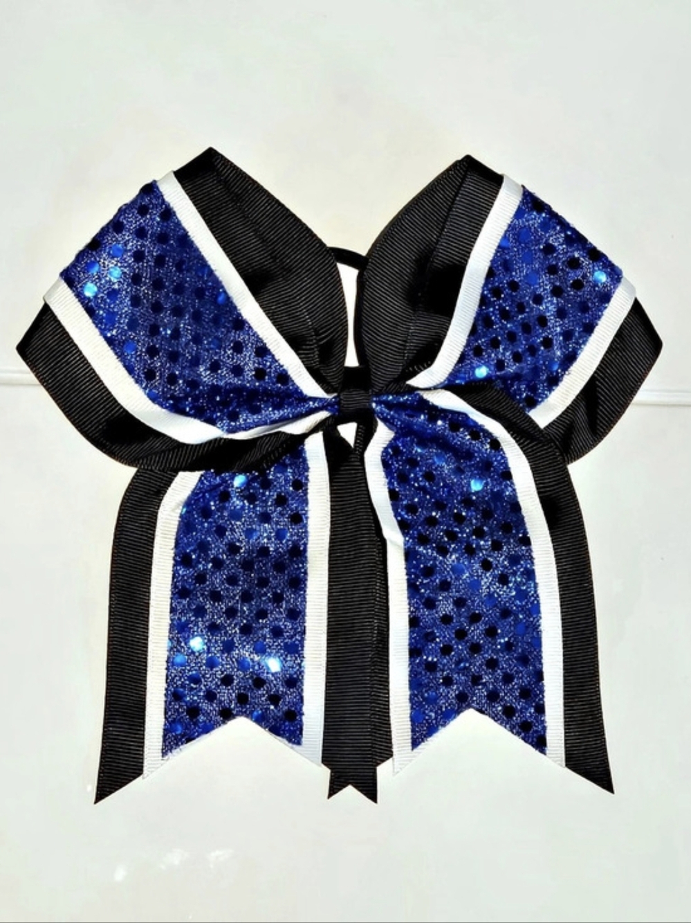 NEW "CONFETTI Royal Black" Cheer Bow Pony Tail Ribbon Hair Bows Cheerleading